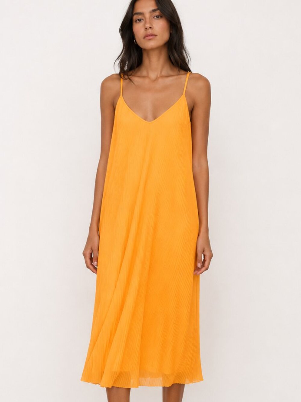 Zara Orange Midi Slip Dress